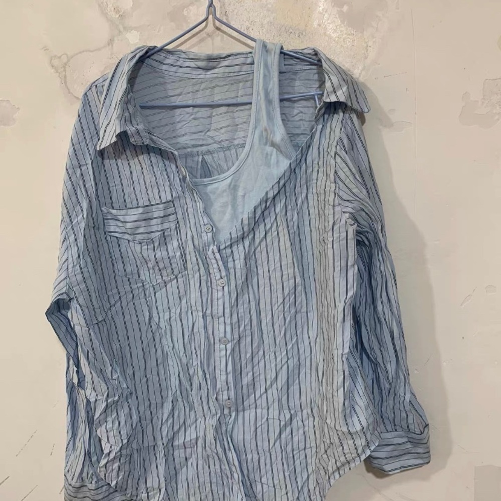 Light Blue Striped Women's Blouse